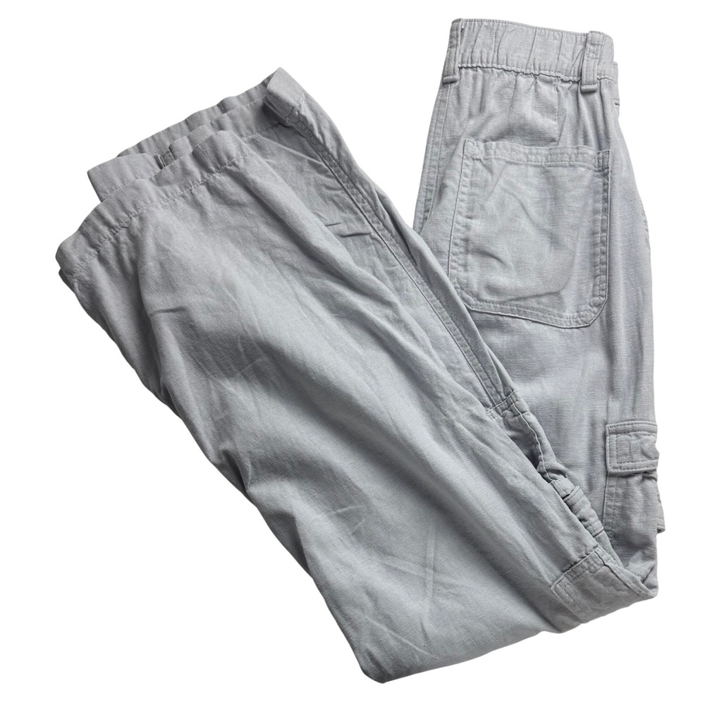 Hollister Ultra High-Rise Baggy Cargo Pants Light Grey Linen Blend Womens‎ XS